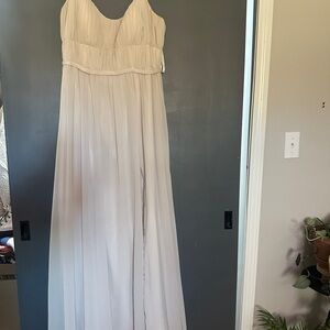 Azazie Cream Pleated Dress